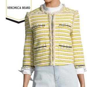 Veronica Beard Talie Jacket Tweed Blazer Off White Yellow. Size 8